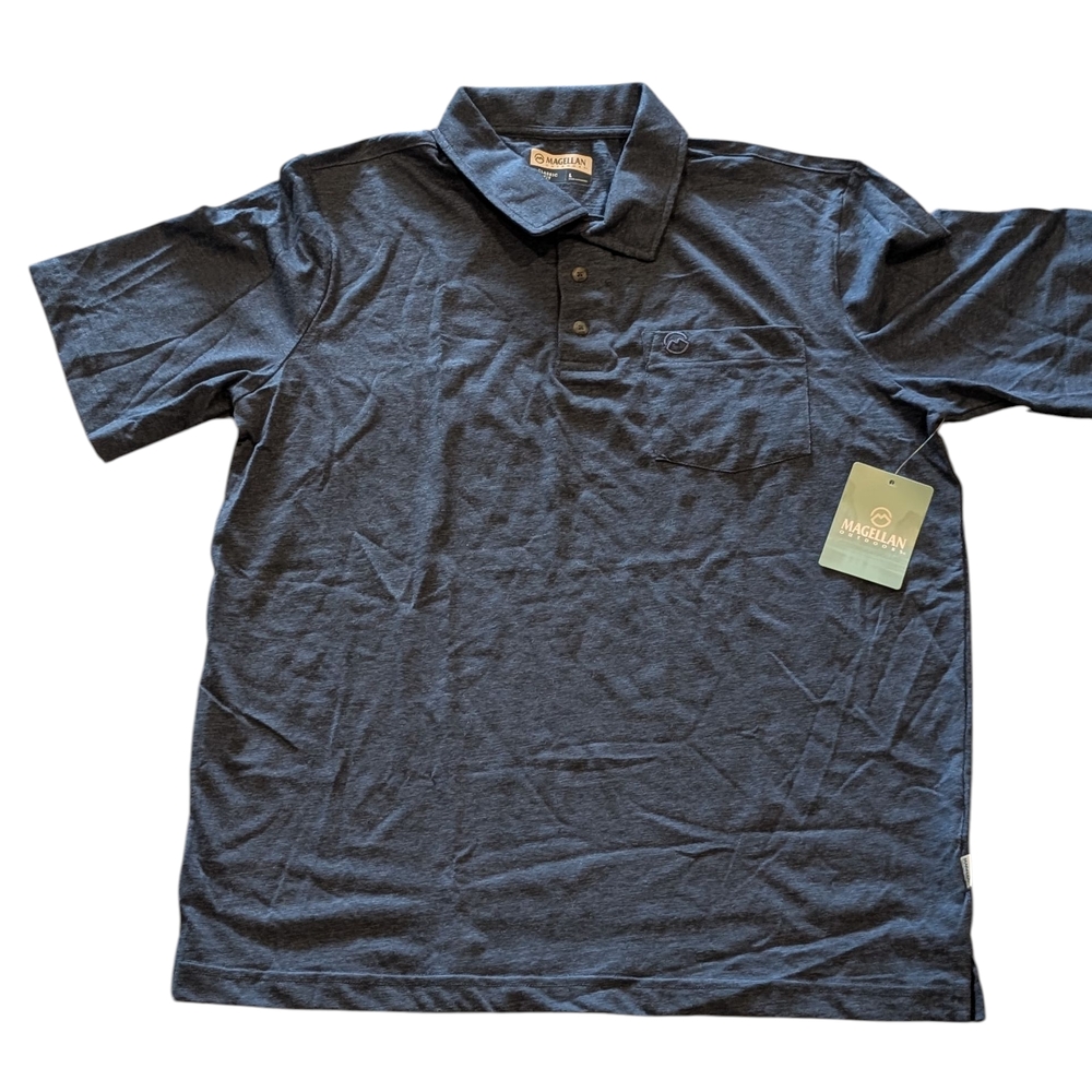 Magellan Men’s Dark Gray Short Sleeve Classic Fit Casual Polo Shirt Size Large